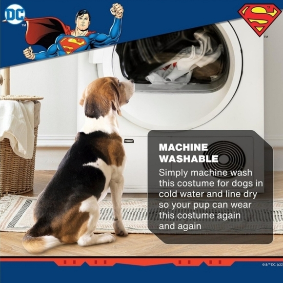 NWT DC Comics Superman Halloween Costume Cosplay Pet Dog Size Medium M Hero New - Picture 5 of 8